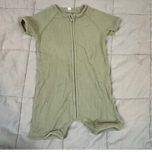 Mori Baby Romper Bamboo Ribbed Green Short Sleeve One Piece Outfit 3-6 Months